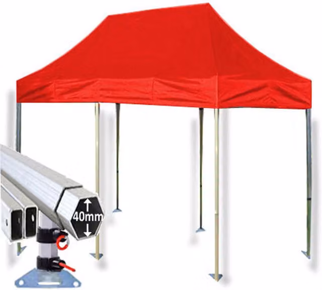 Crocodile Trading Ltd Extreme 40 Instant Pop Up Gazebo, Red, W: 6 m, D: 3 m