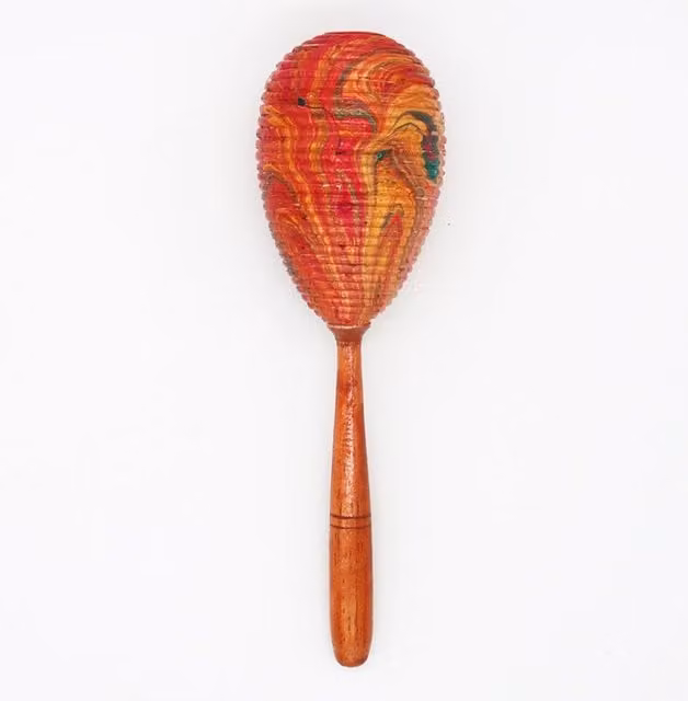 KDMK Handcrafted Bali Maracas Rattle, Multicolour Rattan and Wood Musical Instrument