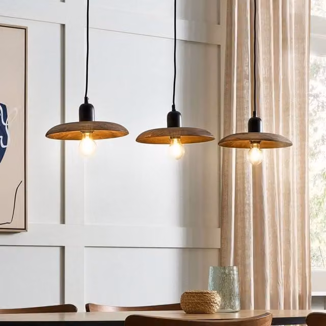 Wyld and Coco Mango Wood 3-Light Boho Pendant Lamp in Brown – 1