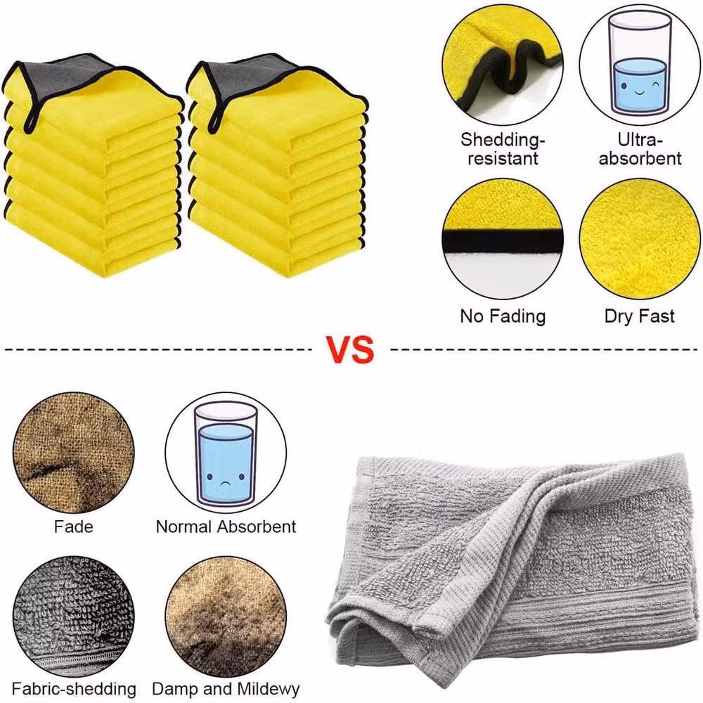 NESTLUNE 24-Piece Car Cleaning and Drying Towel Set, Yellow, W: 100 cm, H: 15 cm, D: 15 cm – 2