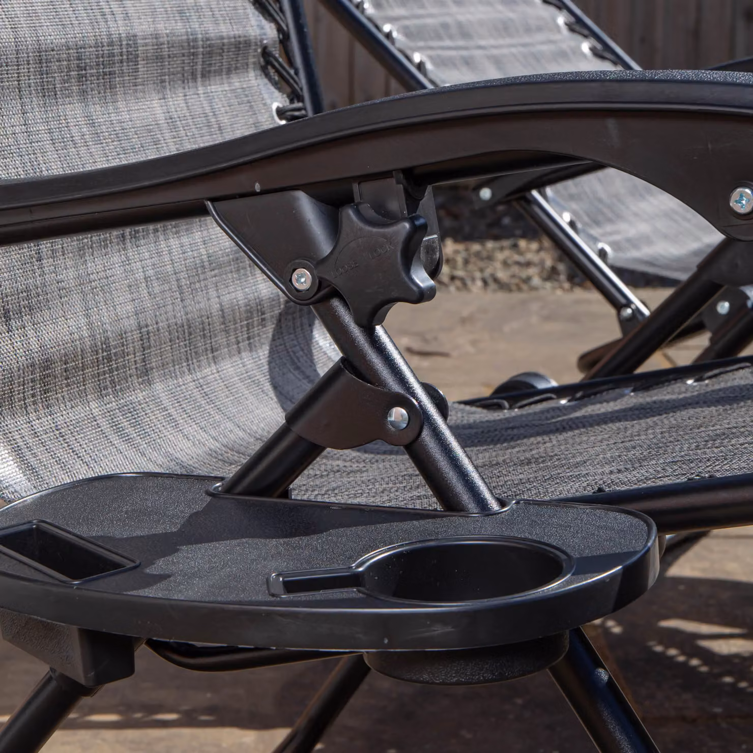 Samuel Alexander Pack of 2 Multi-Position Garden Gravity Relaxer Sun Loungers with Canopy in Grey and Black – 2