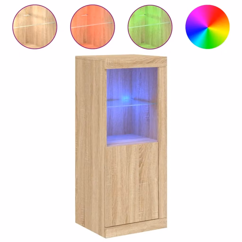 Berkfield Home Modern Sonoma Oak Sideboard with Integrated LED Lights in Brown, W/D/H: 41 x 37 x 100 cm – 2