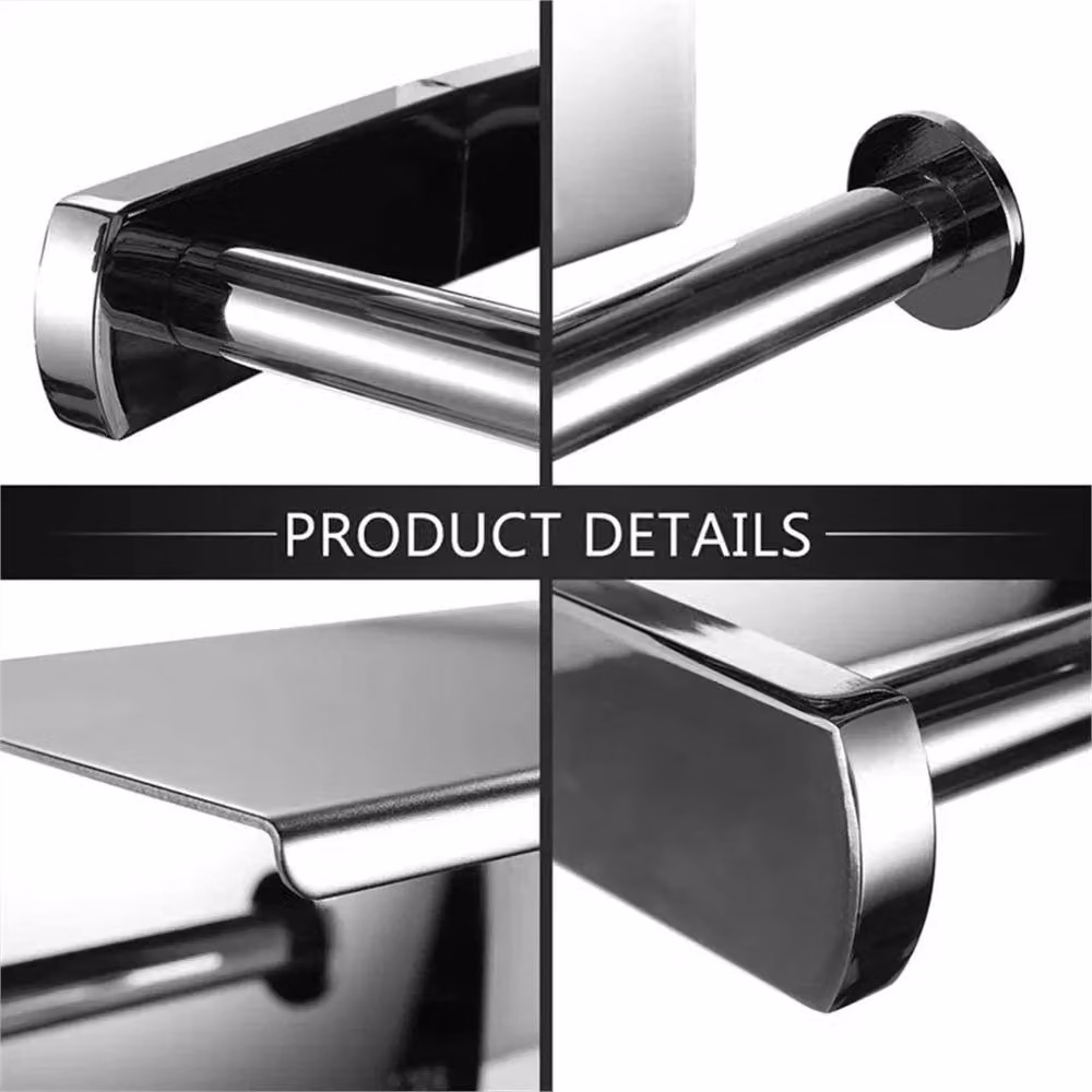 Nordara Wall Mounted Toilet Paper Roll Holder with Mobile Phone Storage in Silver, W: 180 cm, H: 180 cm – 4