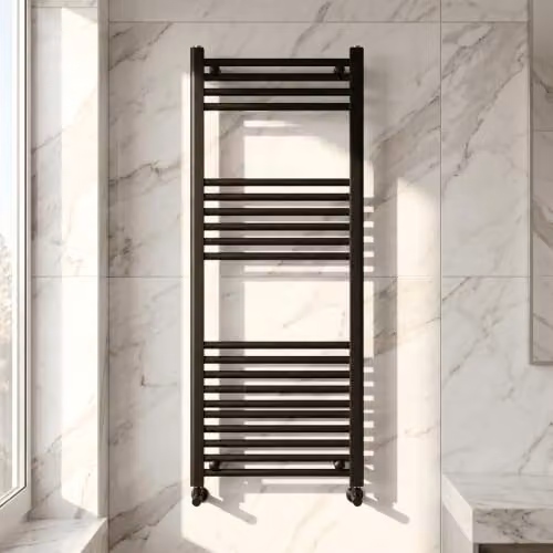 Balterley Vertical Straight Ladder Towel Rail, Matt Black, W: 50 cm, H: 120 cm – 2