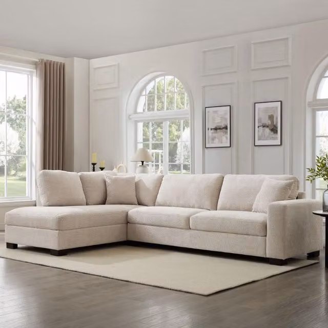 Tate Left-Hand Corner Sofa in Beige Chenille Fabric