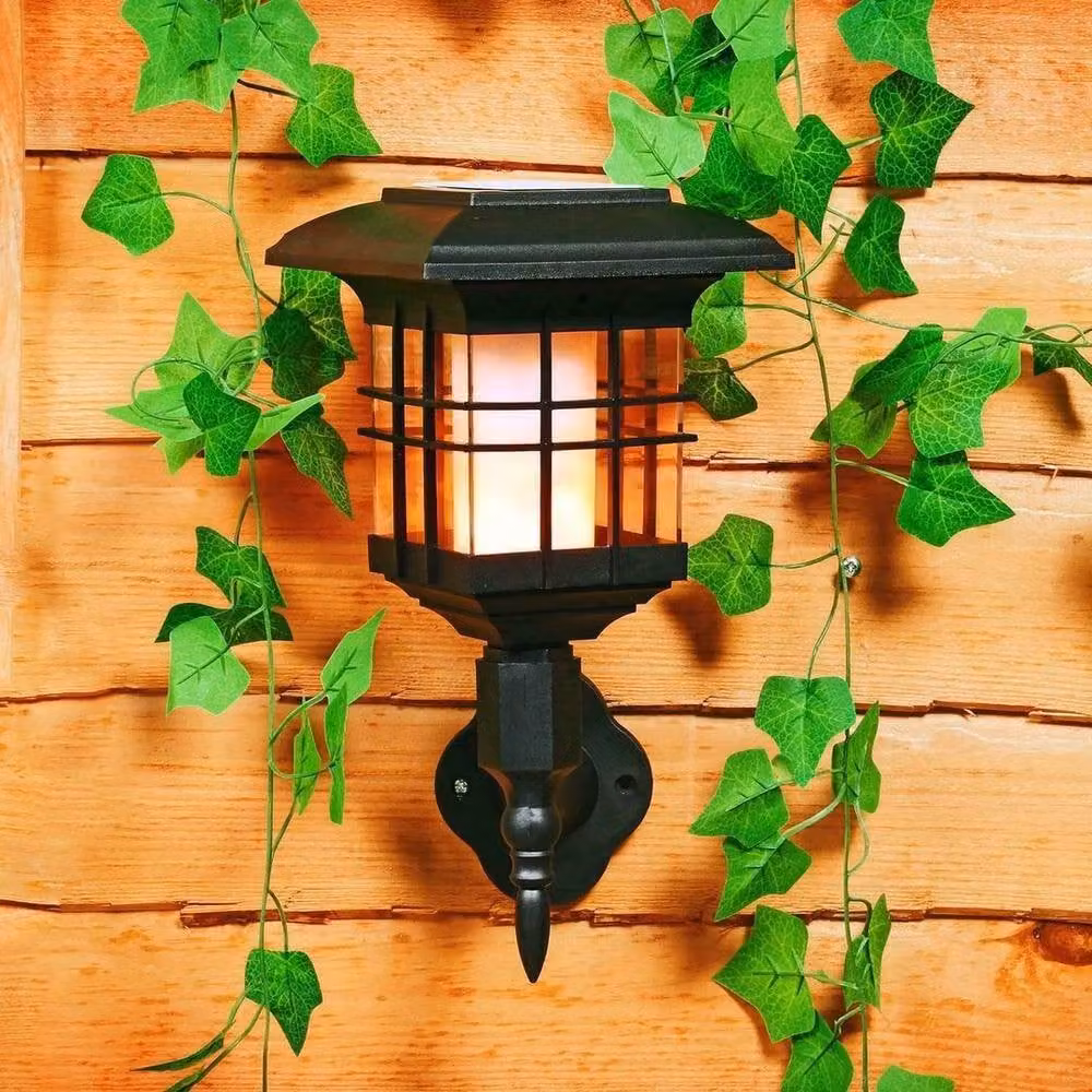 SPETLEK Solar 51 LED Flickering Flame Effect Wall Lights for Garden and Fences, Black – 3