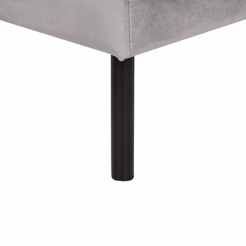 Wyld and Coco Glamour Velvet Square Ottoman Footstool in Grey with Aluminium Frame – 4