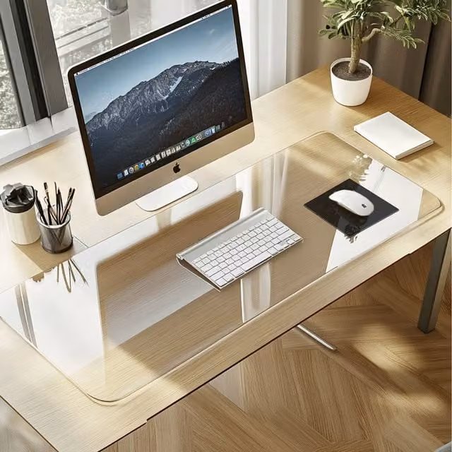 Nicoman Transparent PVC Table Protector Desk Mat, White, W: 60 cm, D: 40 cm