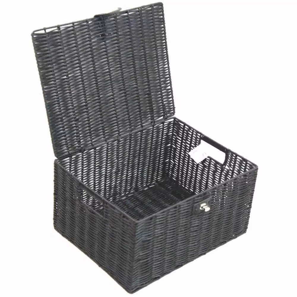 Vogrex Set of 3 Black Resin Woven Wicker Christmas Hamper Baskets – 4