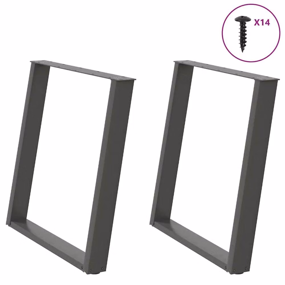Berkfield Home Modern vidXL U-Shaped Dining Table Legs, 2 Pieces, Anthracite, H: 72.5 cm, W: 80 cm – 1
