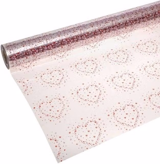 KDMD Red Heart Confetti Cellophane W: 80 cm, L: 100 m