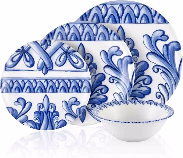 The Mia UK Amalfi Series 24-Piece Blue Porcelain Dinner Set