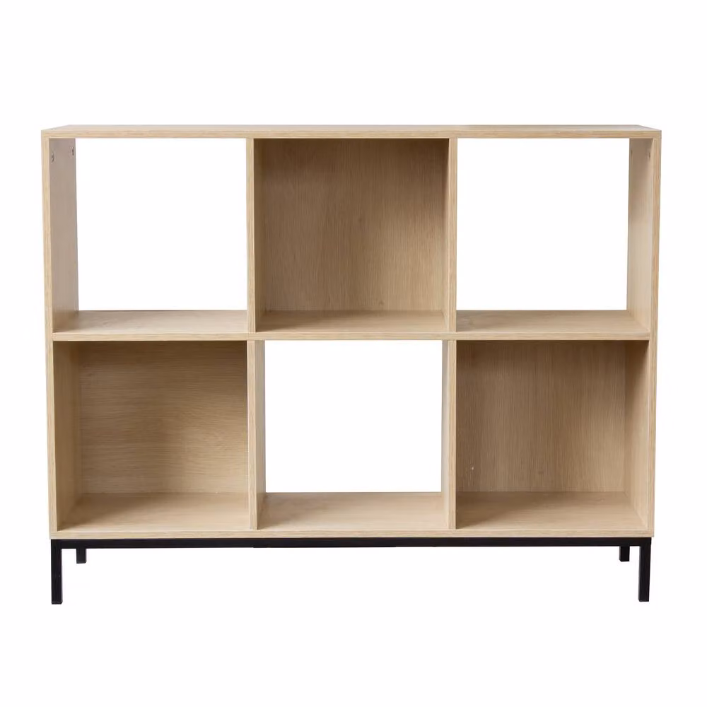 CALICOSY 6-Compartment Freestanding Storage Shelf with Metal Legs in Brown and Black, W/D/H: 72.6 x 29.5 x 29.5 cm – 3