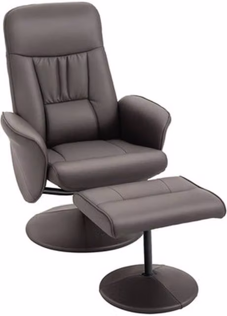 NESTLUNE Grey PU Leather 2 Piece Reclining Armchair Set
