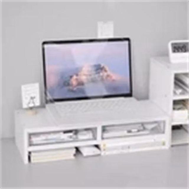 Nordara White Wood Computer Desktop Monitor Stand, Width: 100 cm
