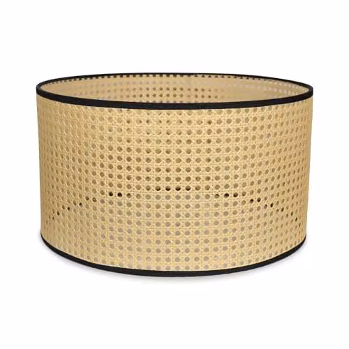 ValueLights Reni Modern Natural Rattan Cylinder Lamp Shade in Beige and Black, Width: 45 cm – 1