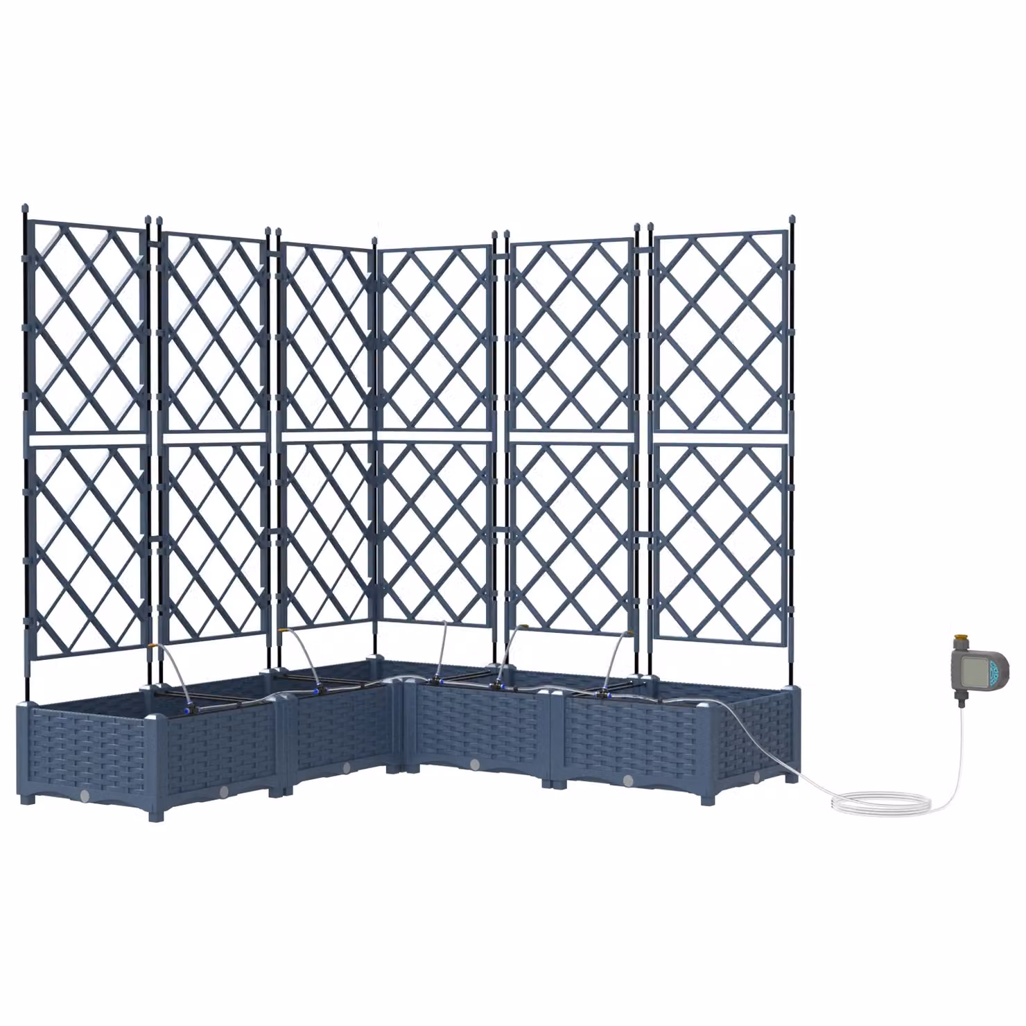 Berkfield Home Garden Planters with Water Irrigation System, 5 Piece Set, Grey – 2
