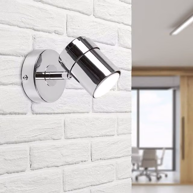 ValueLights Rosie Modern Chrome Adjustable Single Wall Spotlight – 1