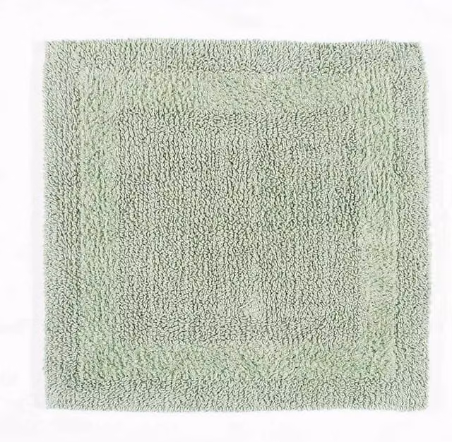 Homescapes Luxury Square Cotton Bath Mat, Sage Green, W/D/H: 50 x 50 x 1 cm
