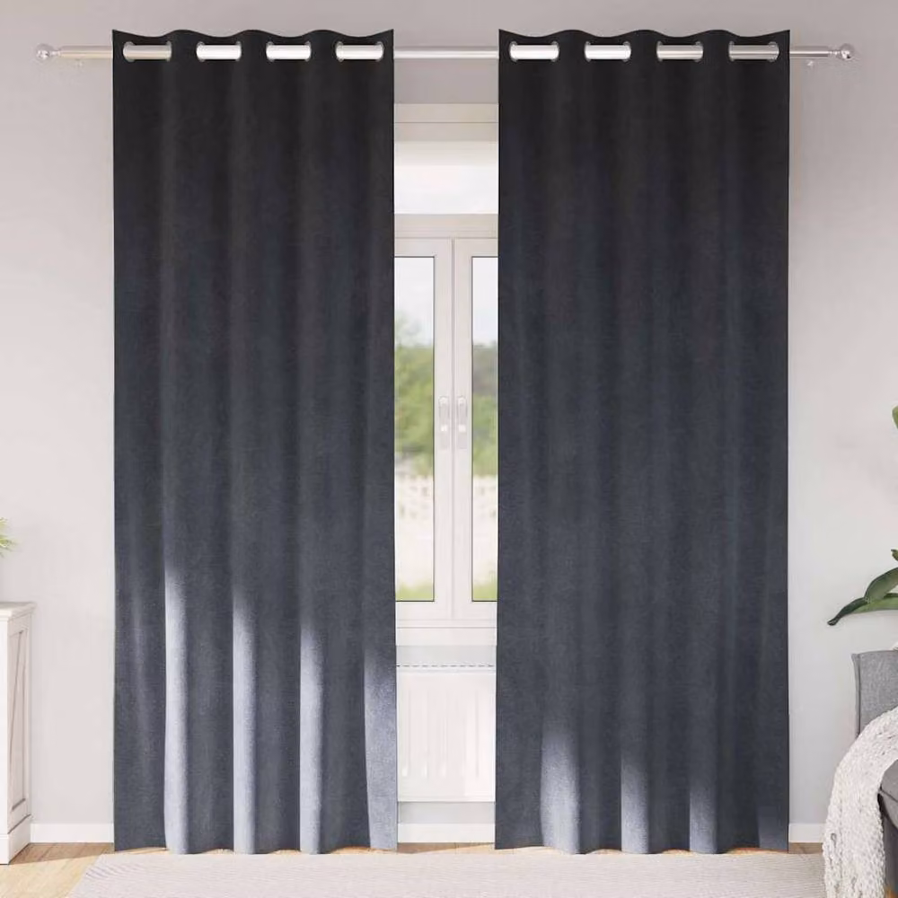 Berkfield Home Blackout Velvet Eyelet Curtains, 2 Pack, Dark Grey – 2