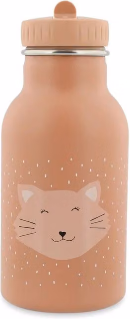 Trixie Mrs. Cat Stainless Steel Leakproof Water Bottle with Carry Handle, Beige, 350ml