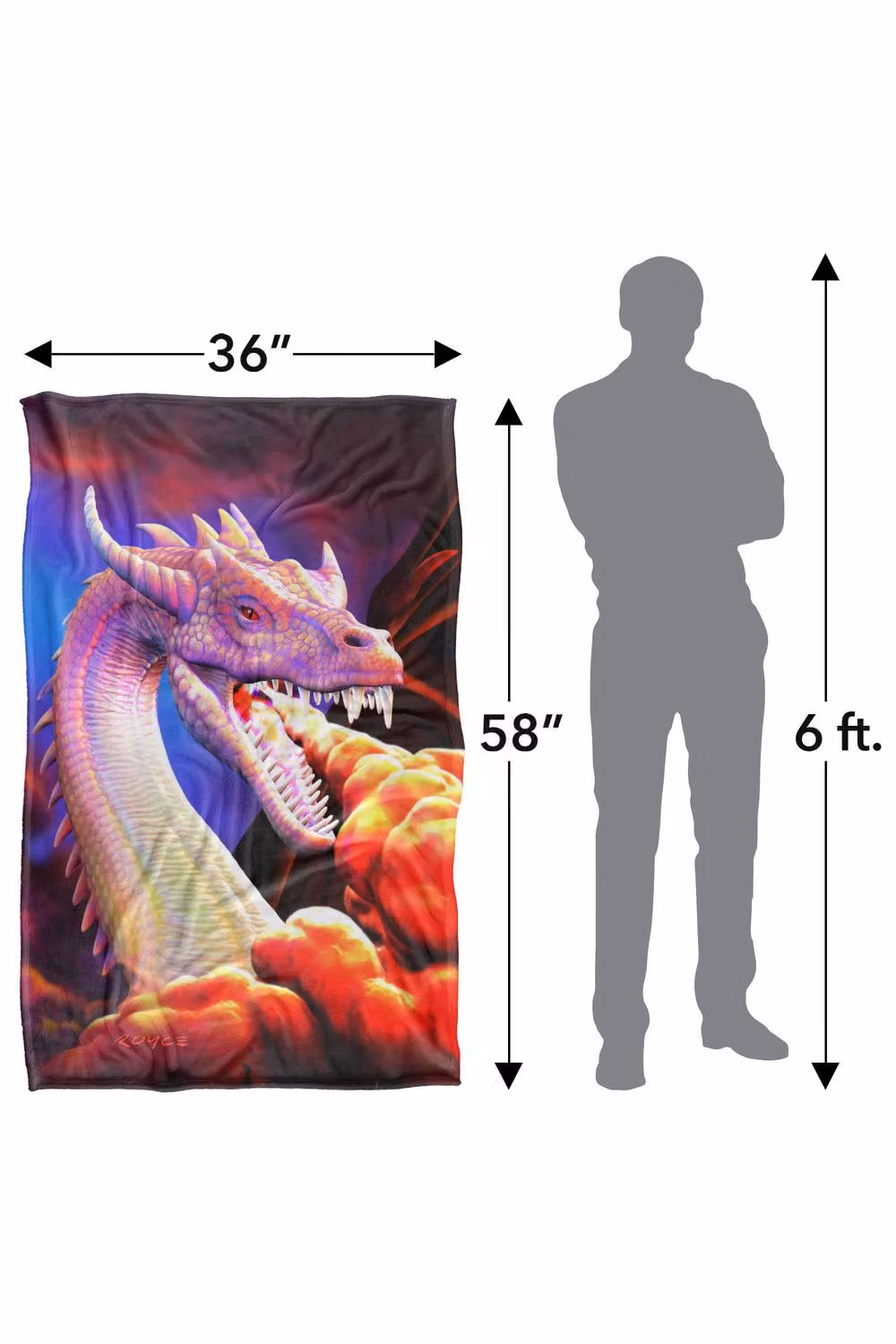 JQ Licensing Royce Mcclure Dragon Fire Silky Touch Super Soft Fleece Throw Blanket, Multicolour, W: 91 cm, D: 147 cm – 8