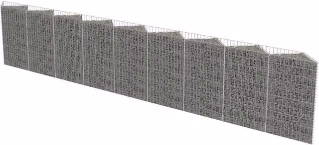 Berkfield Home Galvanised Steel Gabion Wall Raised Bed in Silver, W/D/H: 630 x 30 x 100 cm
