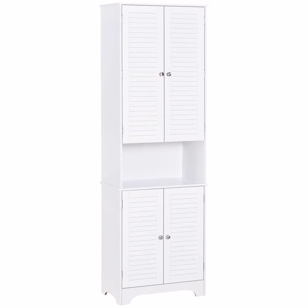 Wyld Haus Vihave Tall Bathroom Cabinet with Roll Shutter Doors in White – 2