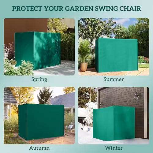 Outsunny 3 Seater Garden Swing Cover, Green, W/D/H: 220 x 125 x 172 cm – 3
