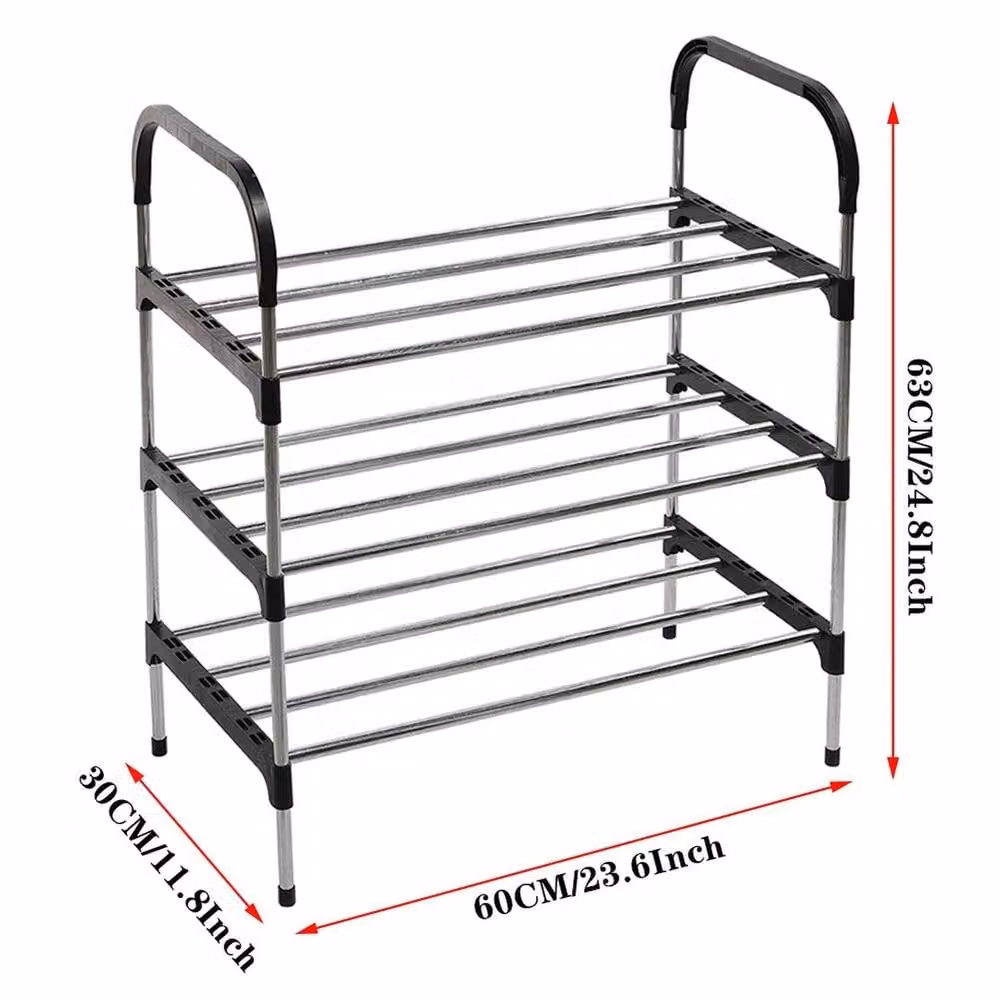 Kelvenix 3 Tier Metal Shoe Rack Stand Organiser in Black, W: 50 cm, D: 50 cm, H: 50 cm – 1