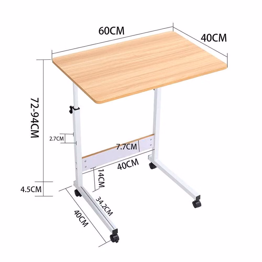 EONLION Folding Laptop Table Stand in Natural Wood with Height Adjustable Sled Base – 2