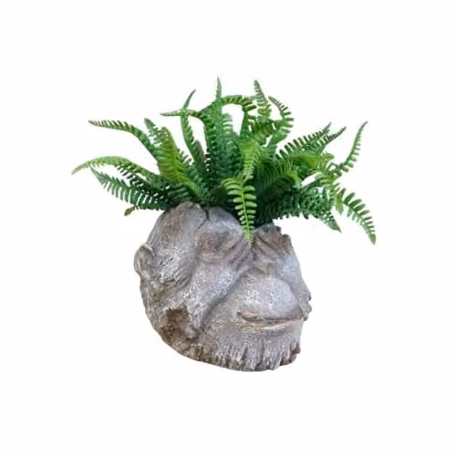 Gifts Direct 2 U Stone Grey Monkey Head Resin Planter for Tabletop Decoration