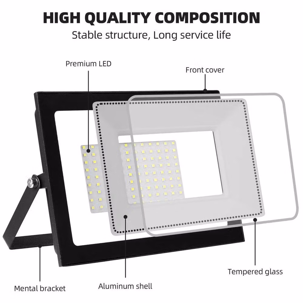 SPETLEK 2 Pack 100W LED Outdoor Flood Lights in Black Aluminium for Garden and Yard – 3