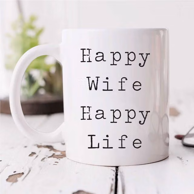 60 Second Makeover Limited Happy Wife Happy Life Ceramic Mug in White