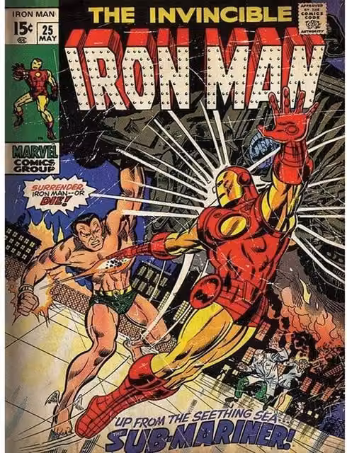 Iron Man Submariner Multicolour Canvas Print Illustration