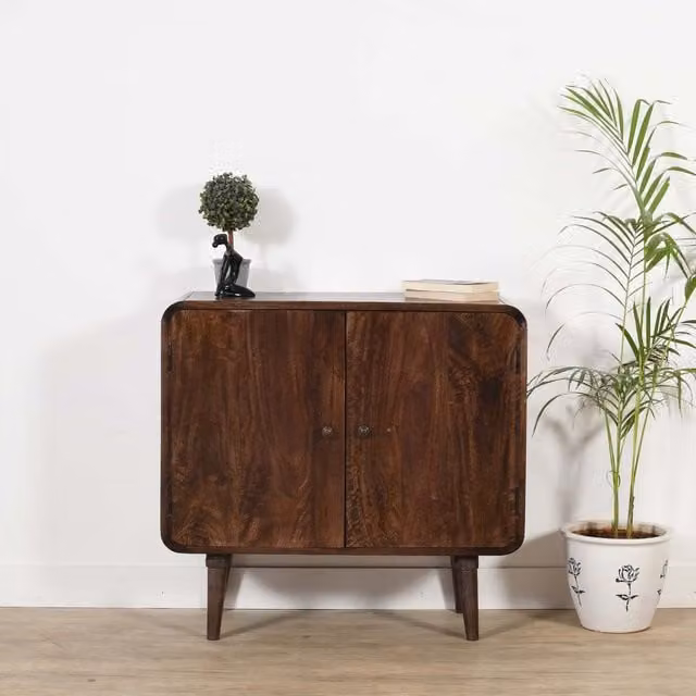 IH Design Mid Century Mango Wood 2 Door Sideboard in Brown