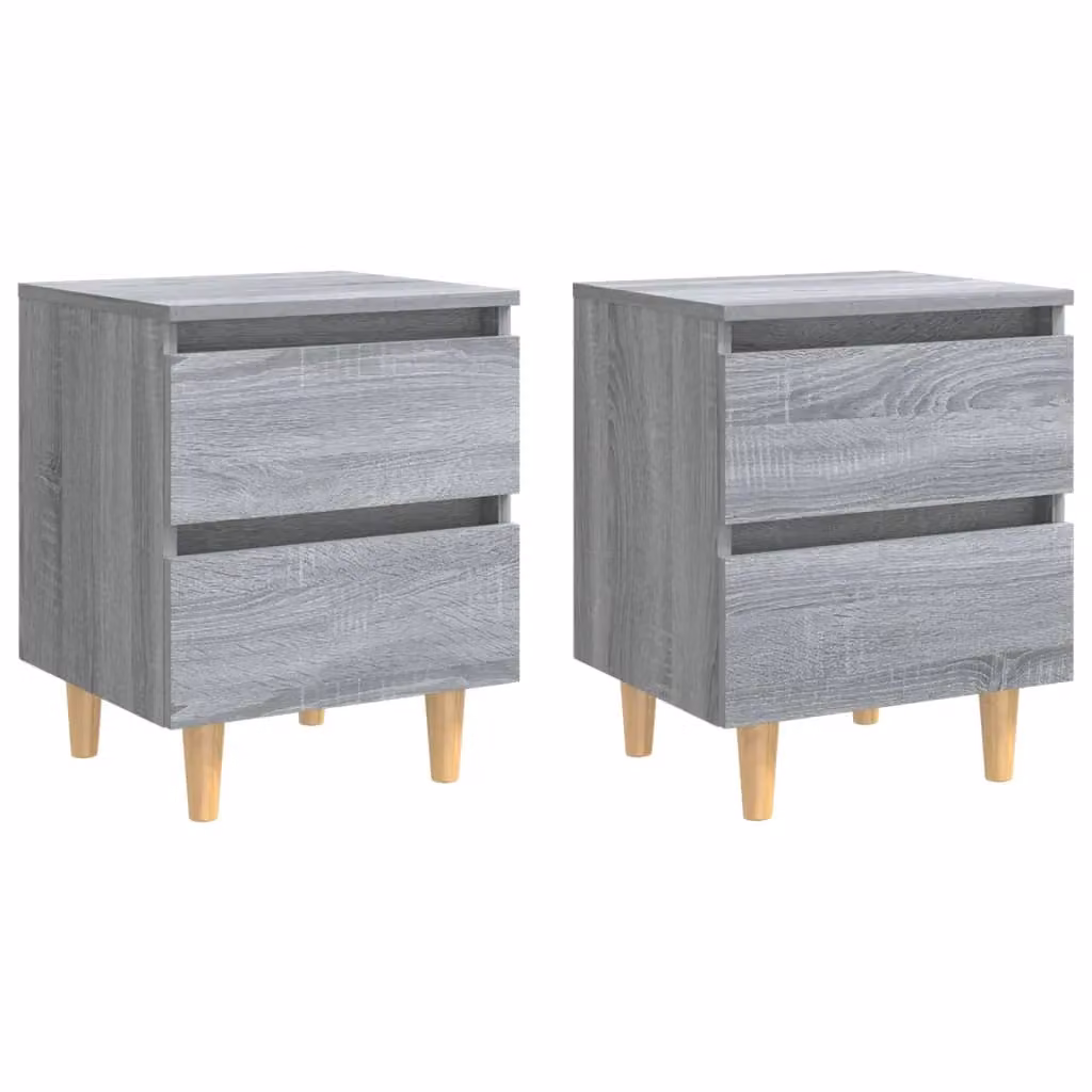 Berkfield Home Set of 2 Bedside Cabinets in Grey Sonoma with Solid Wood Legs, W/D/H: 40 x 35 x 50 cm – 2