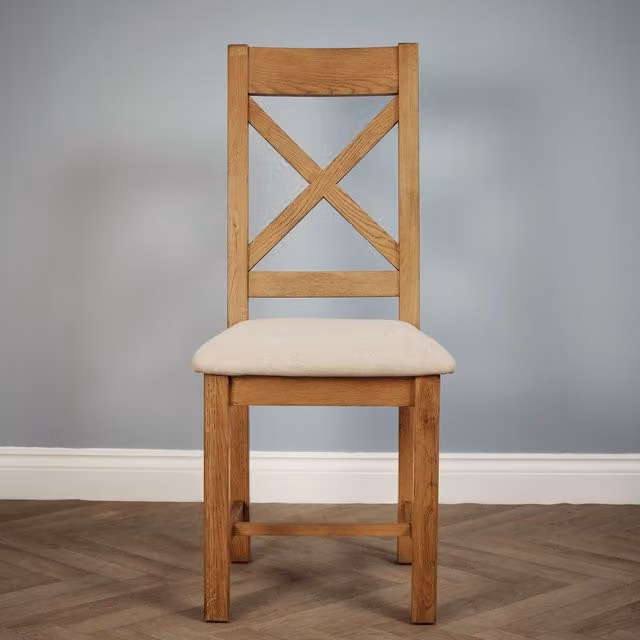 Elm Home And Garden Rustic Oak Cross Back Dining Chair in Brown