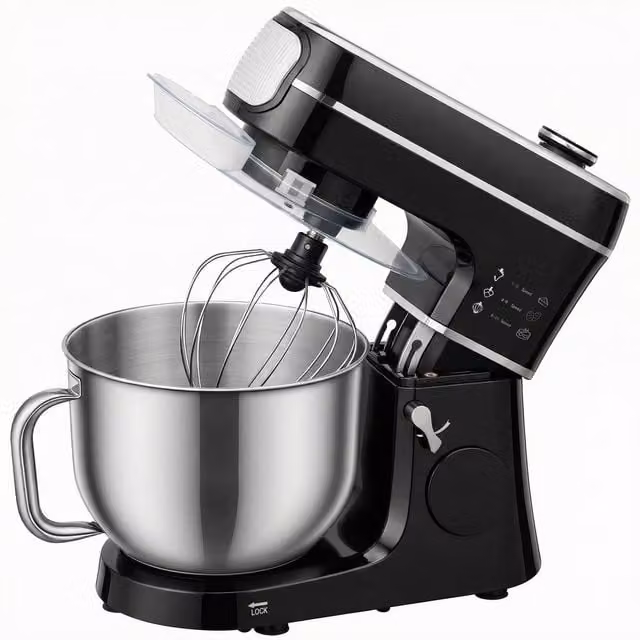 HOMCOM Black Tilt-Head Stand Mixer with 6L Capacity, 1400W Power, 11 Speeds, Pulse and Fermentation Functions and LED Display – 1