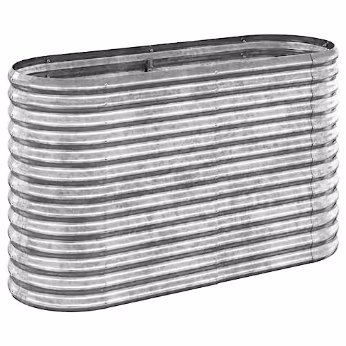 vidaXL Galvanised Steel Garden Raised Bed, Silver, W: 114 cm, D: 40 cm, H: 68 cm – 1