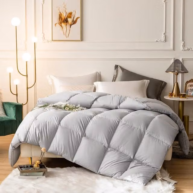 Livingandhome Grey Plain Modern Breathable Polyester Duvet Cover