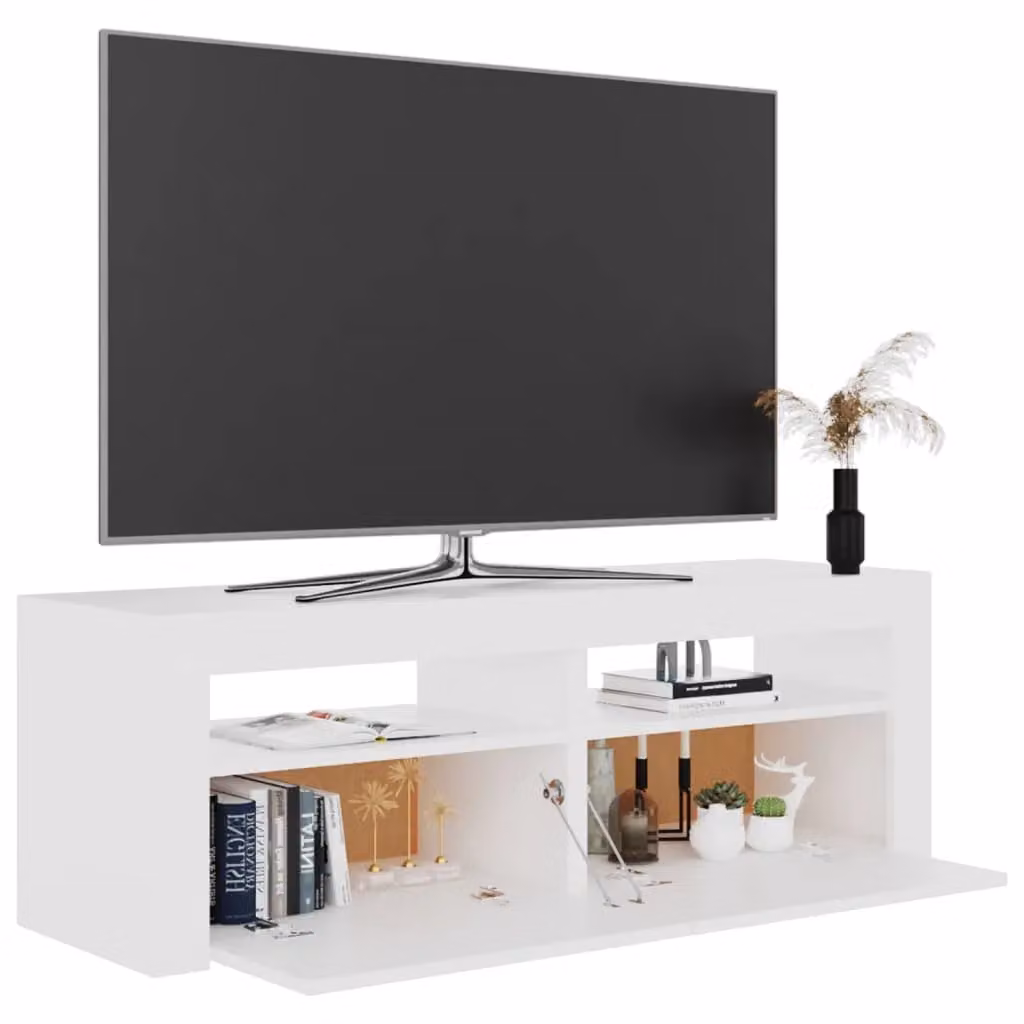 Berkfield Home Modern TV Cabinet with LED Lights in White, W/D/H: 120 x 35 x 40 cm – 3
