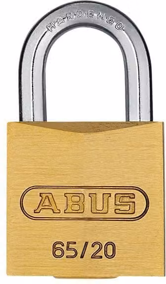 ABUS 6203 Brass Padlock with Key, Yellow/Gold, W/D/H: 34 x 27 x 20 mm