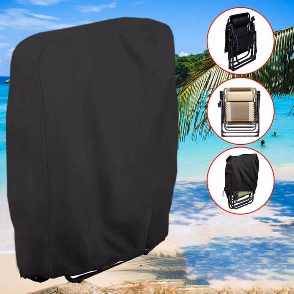 Kelvenix Black Water-Repellent Large Outdoor Garden Folding Reclining Chair Cover – 5