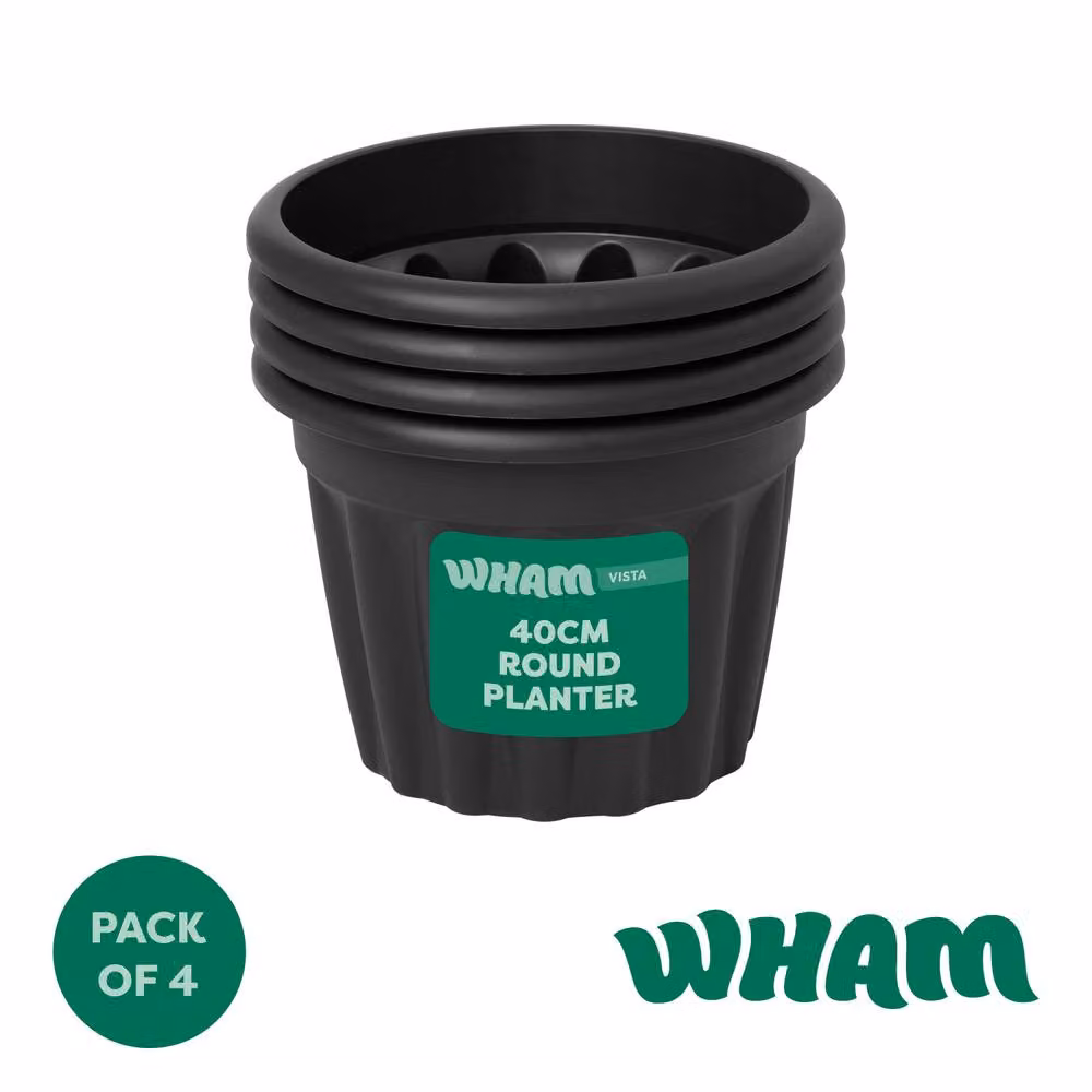 Wham Vista Round Plastic Planter in Black, Diameter: 40 cm, Height: 4 cm – 2