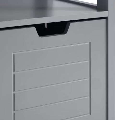 SoBuy Slim Tall Bathroom Storage Cabinet in Grey with 3-Tier Shelves and 2 Drawers, W/D/H: 30 x 30 x 144 cm – 3