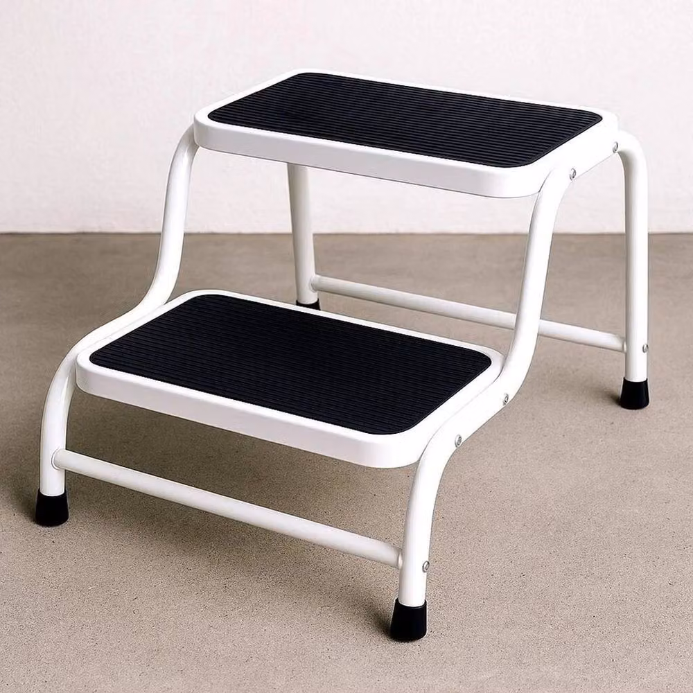 NESTLUNE 2-Step Ladder Stool with Non-Slip Metal Frame in White – 5