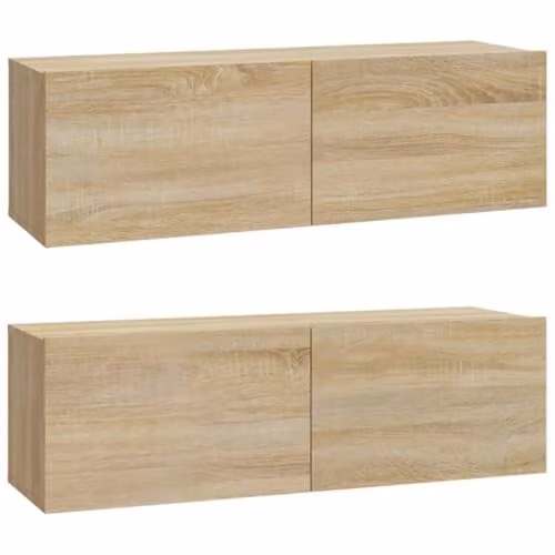 vidaXL Set of 2 Wall-Mounted TV Cabinets in Brown Wood Finish