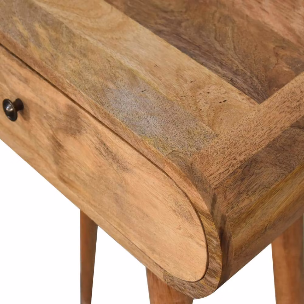 Wyld Haus Cagliari Mini Curved Mango Wood Console Table with Drawer, Brown, W/D/H: 60.0 x 30.0 x 78.0 cm – 4