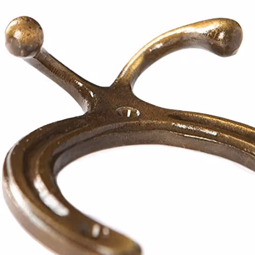Hammer and Tongs Gold Horse Shoe Double Coat Hook, W: 10.0 cm, H: 11.0 cm – 3